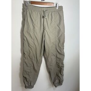 WILO THE LABEL Olive Green Nylon Track Jogger Pants Women Large Mesh Lined L